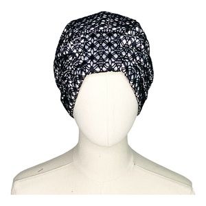 Black and white mesh fabric turban